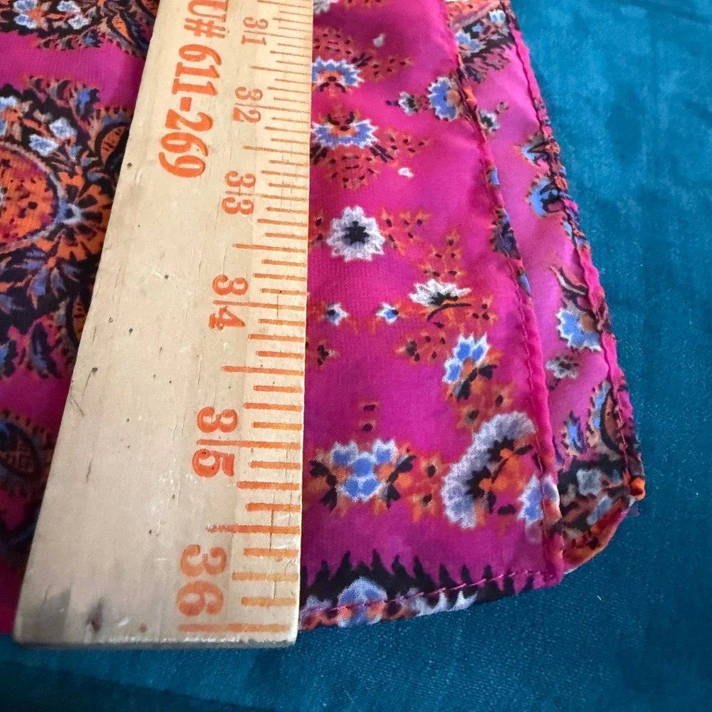 Paisley Print Scarf Wrap 72‎ in x 13 in Pink Orange Black Floral Boho